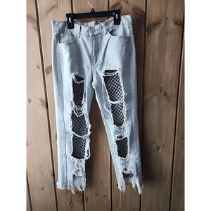 36 Point 5, NWOT Ripped Fishnet Jeans, sz5